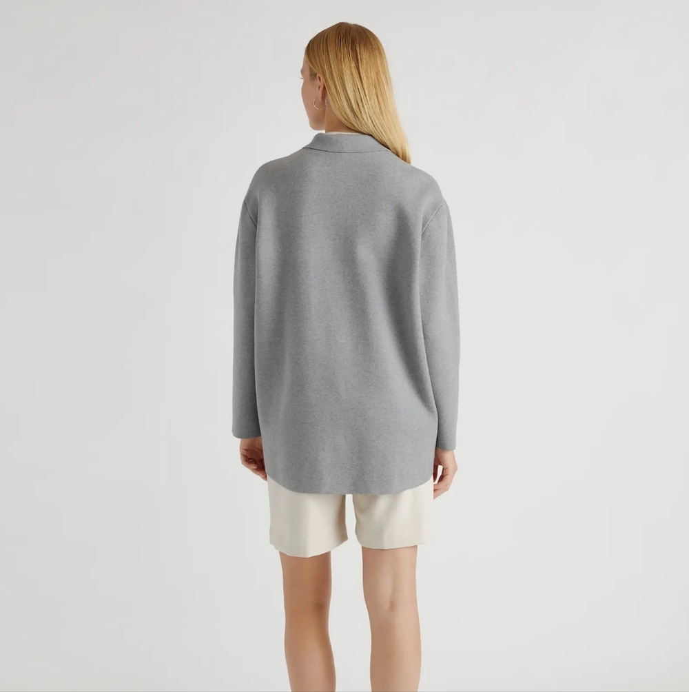 Quince Eco-Knit Milano Stitch Oversized Shirt Jacket XS Heather Gray - Picture 7 of 14